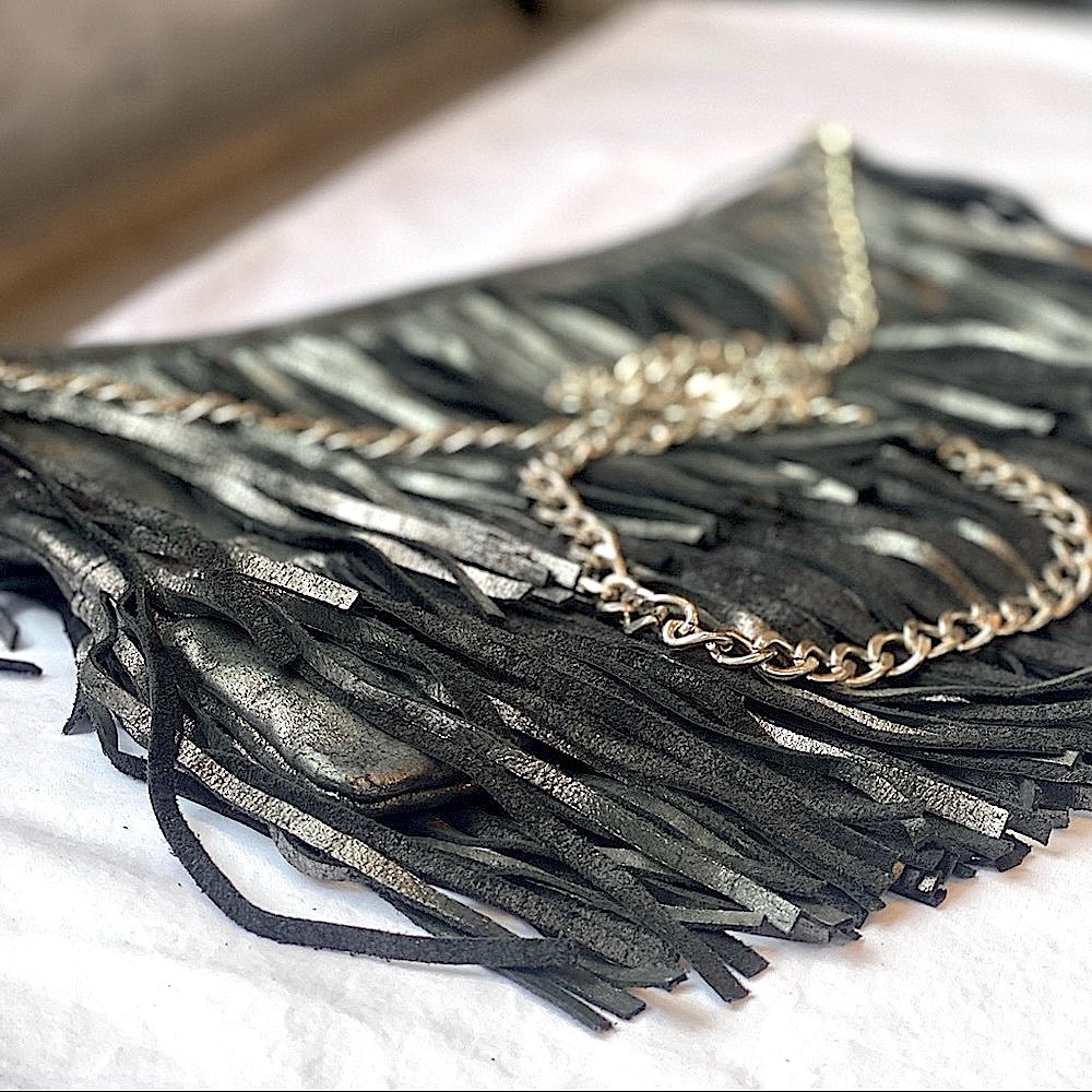 Leather Fringed handbag Clutch